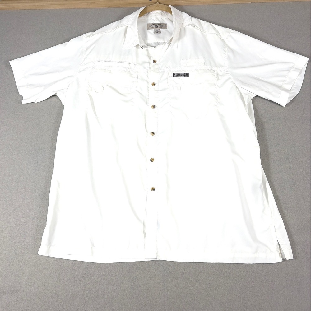 Hook & Tackle Mens XL White Short Sleeve Vented Fishing Shirt M01006L Ripstop